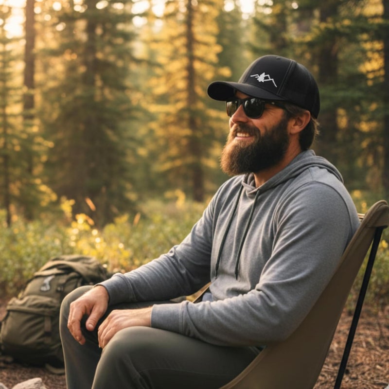 Lindo Trucker Hat [ Great Outdoors Design ] for Men and Women: Mid Profile Cap with Breathable Mesh Back and Adjustable Snap - Image 3